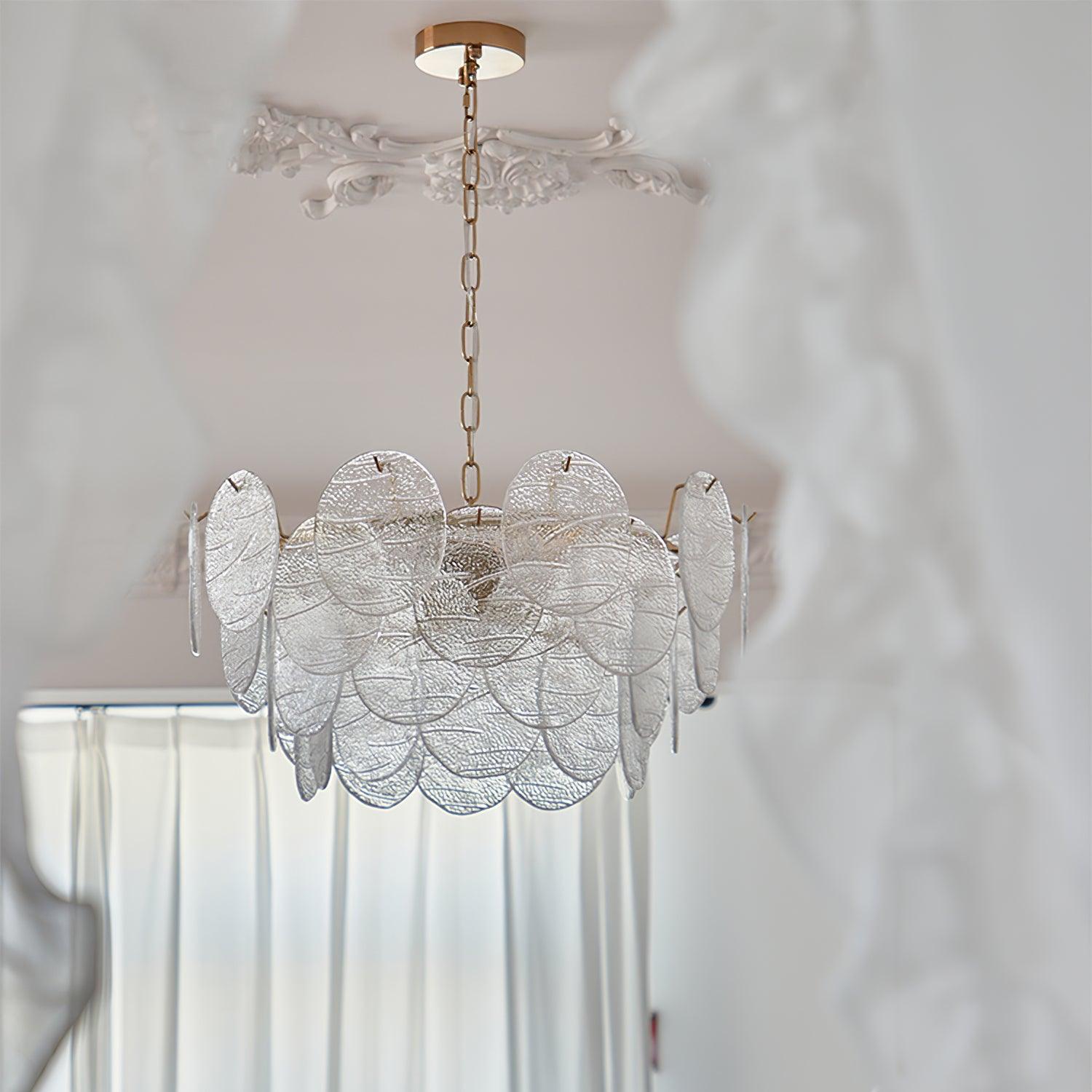 Chandelier Glass Discs Metal Frame Gold Finish Victorian - Neutralighting