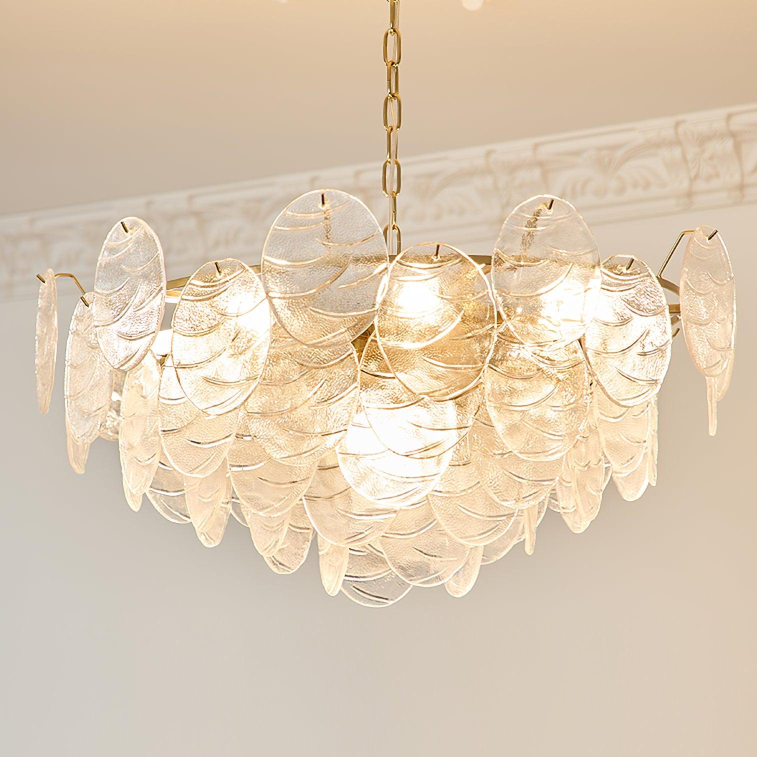 Chandelier Glass Discs Metal Frame Gold Finish Victorian - Neutralighting