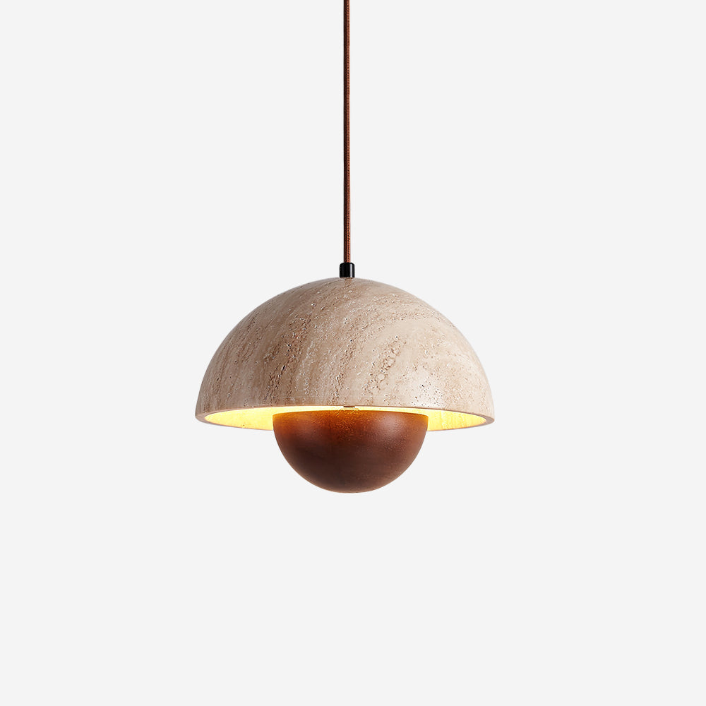Ritta Travertine Pendant Lamp Wood - Neutralighting