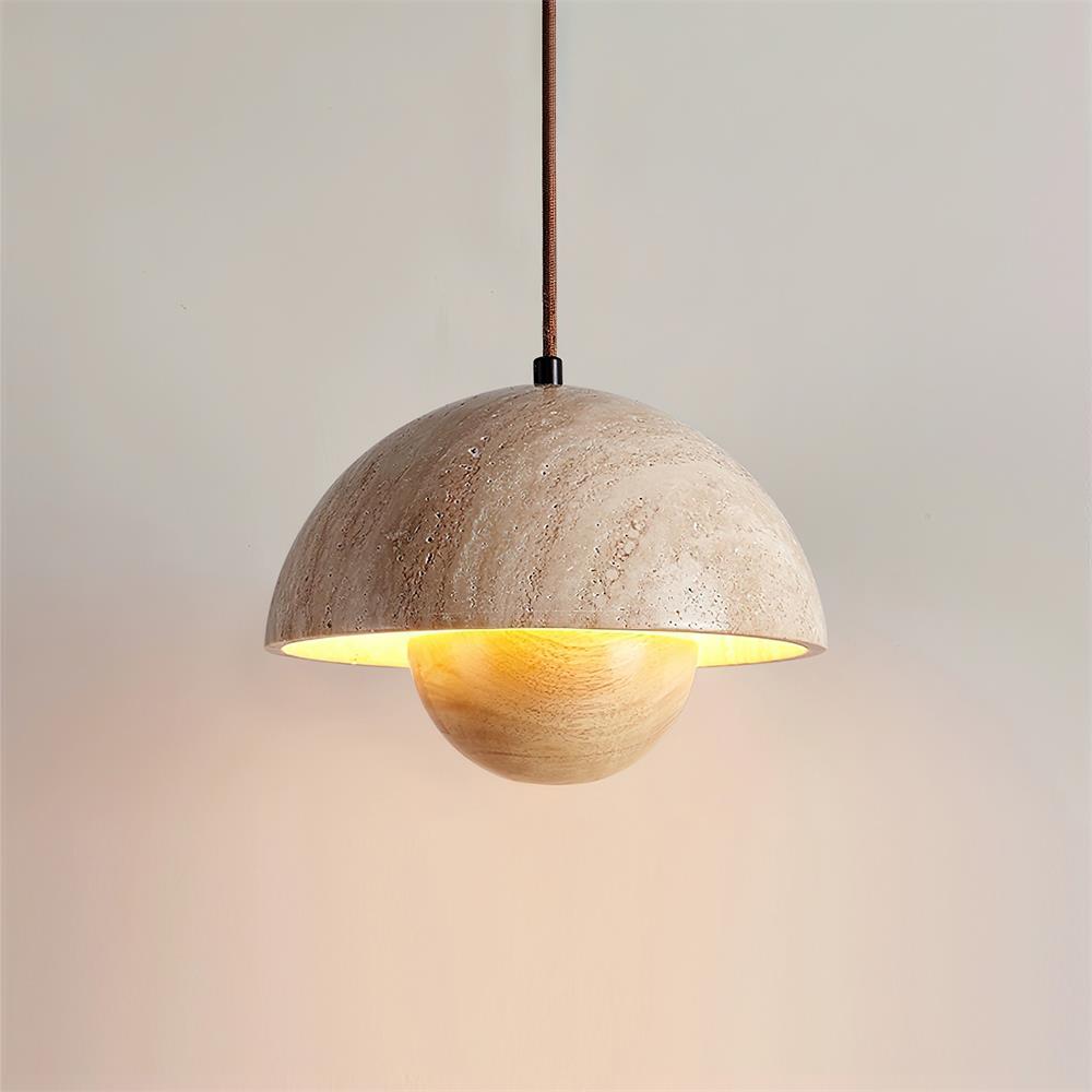 Ritta Travertine Pendant Lamp Wood - Neutralighting