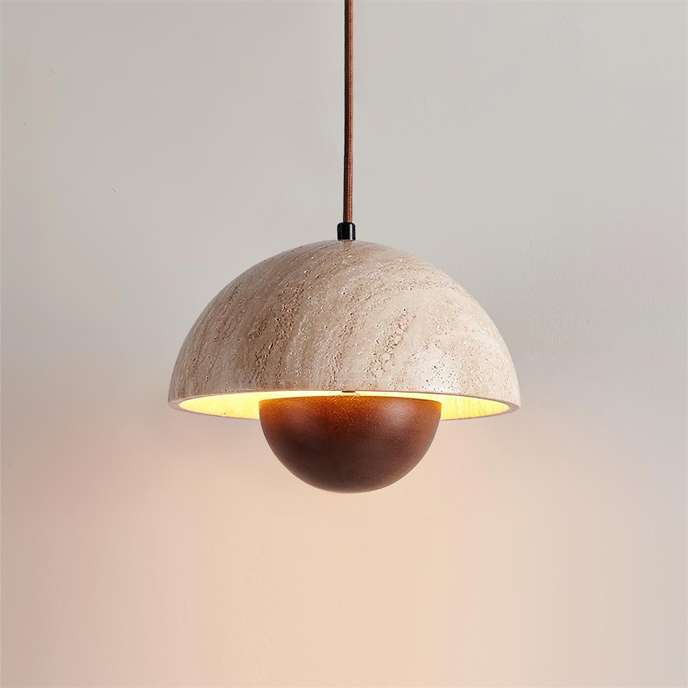 Ritta Travertine Pendant Lamp Wood - Neutralighting