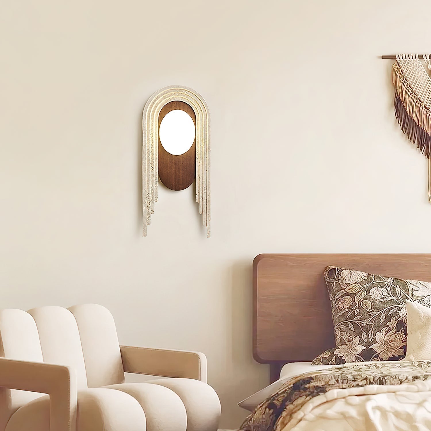 Uloryra Arch-Frame Travertine Wall Light - Neutralighting