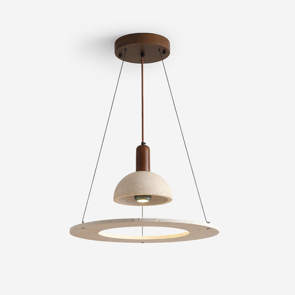 Ritta Travertine Dome & Ring Pendant Lamp - Neutralighting