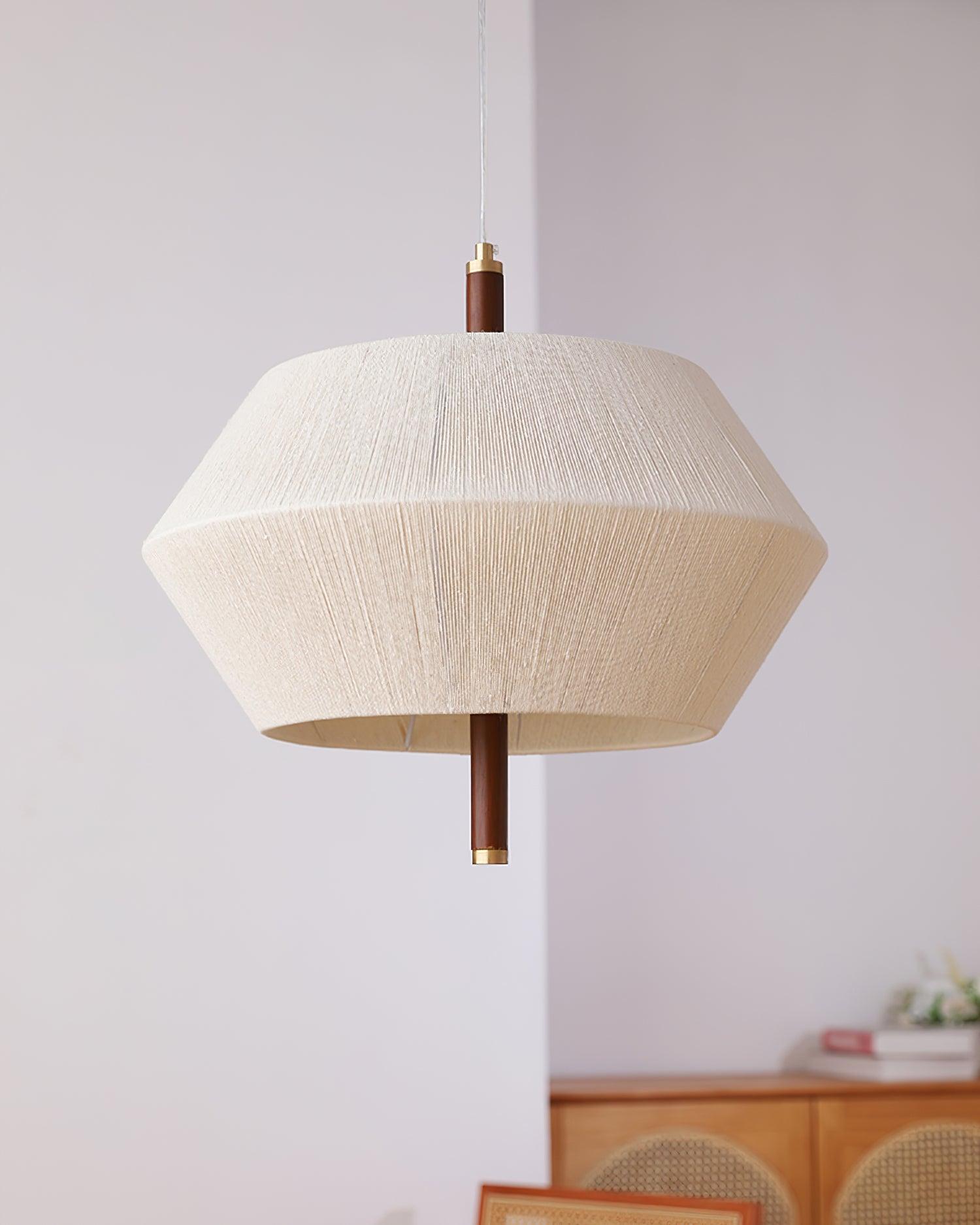 Pendant Lamp Cotton-Thread Shade Walnut Wood Natural - Neutralighting