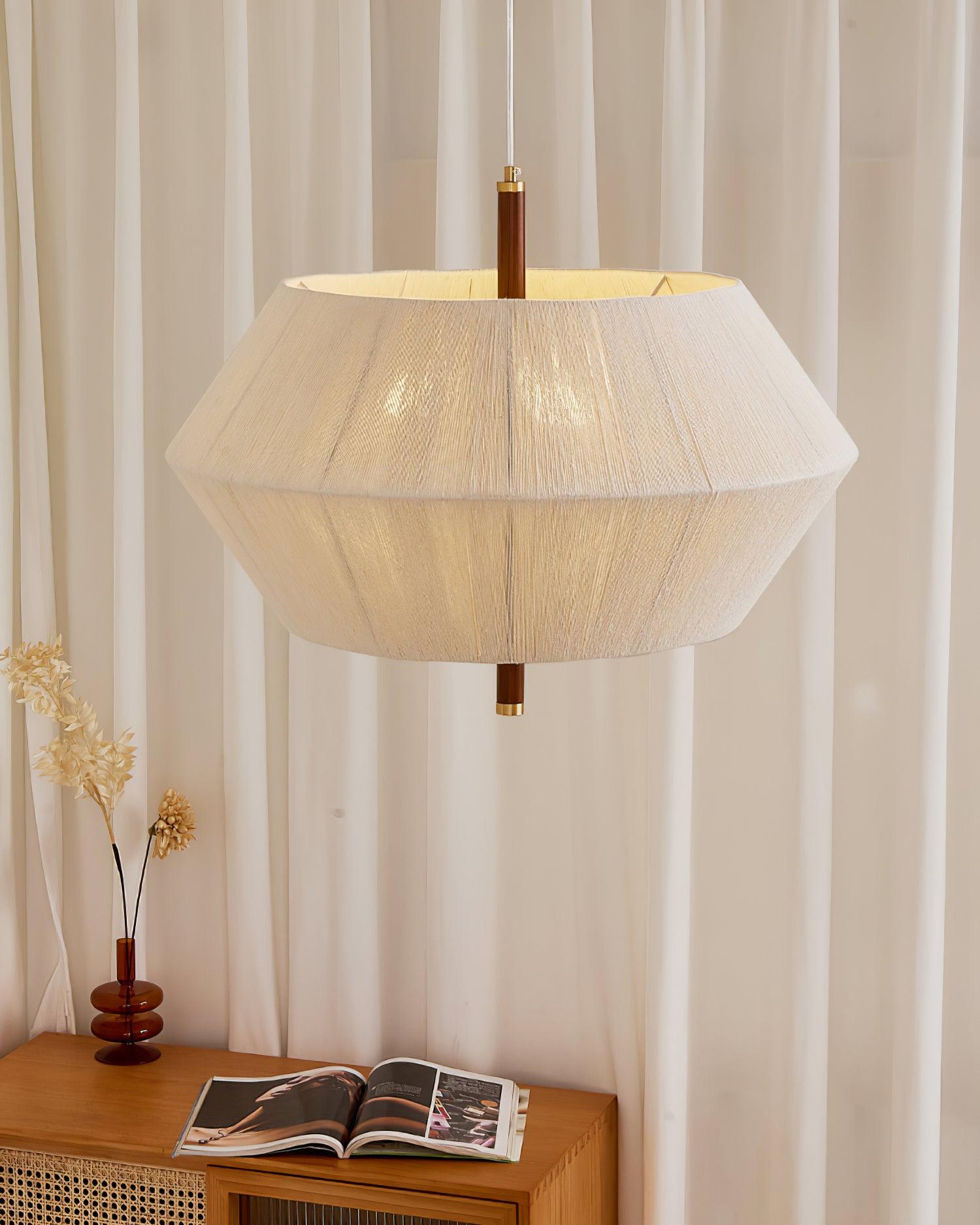 Pendant Lamp Cotton-Thread Shade Walnut Wood Natural - Neutralighting