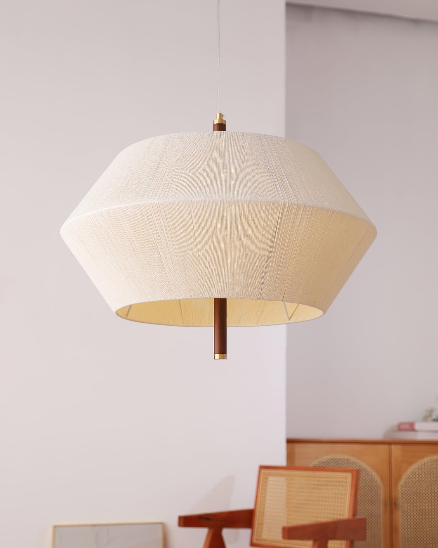 Pendant Lamp Cotton-Thread Shade Walnut Wood Natural - Neutralighting