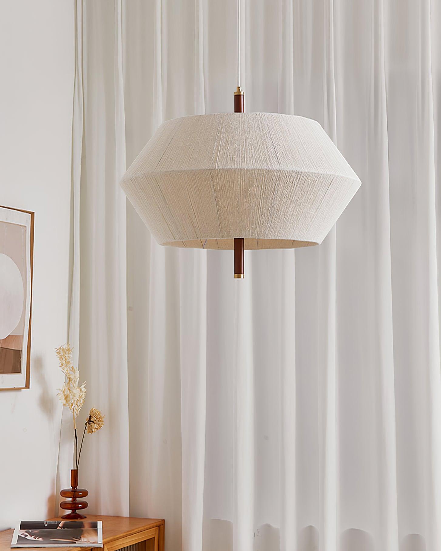 Pendant Lamp Cotton-Thread Shade Walnut Wood Natural - Neutralighting