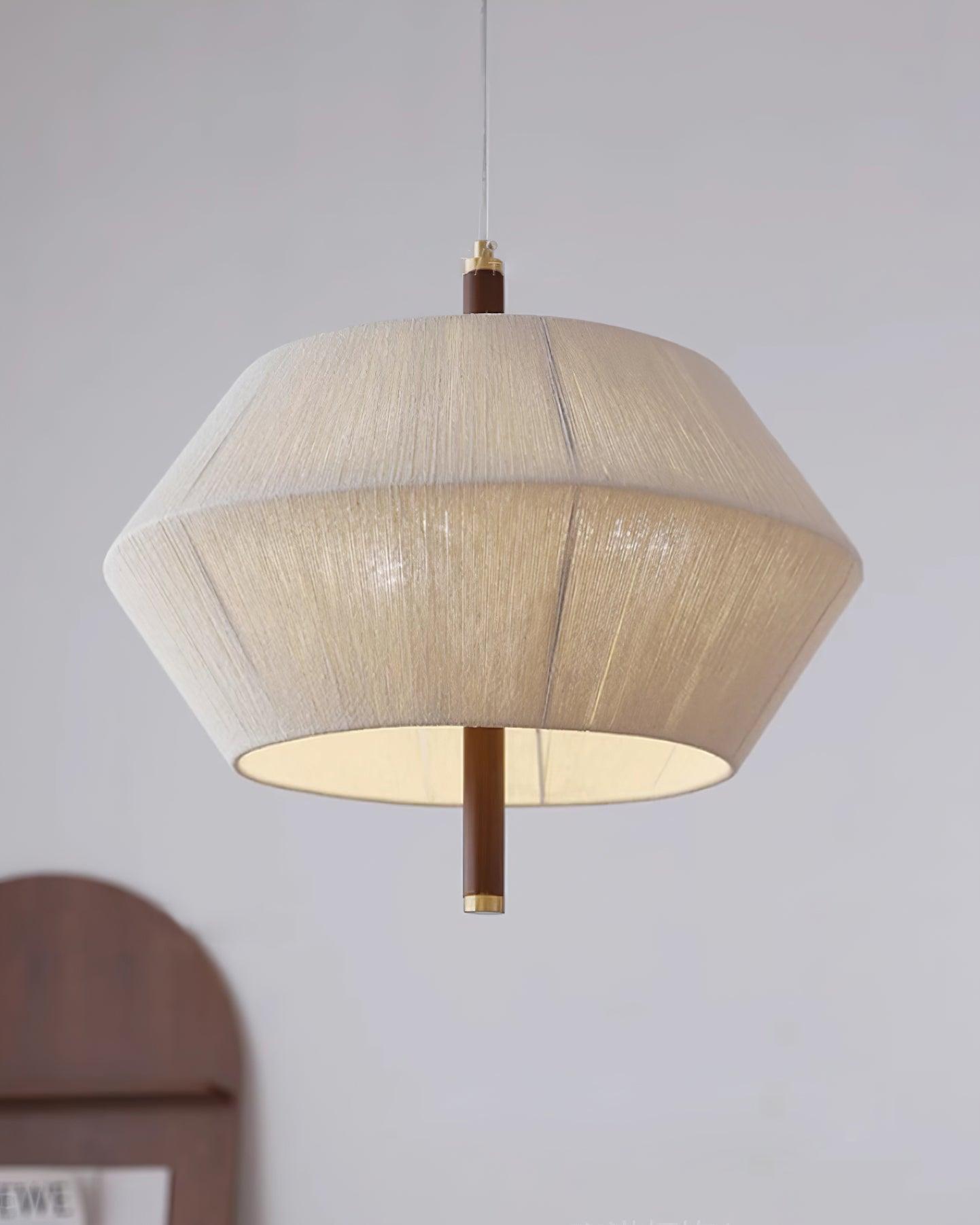 Pendant Lamp Cotton-Thread Shade Walnut Wood Natural - Neutralighting