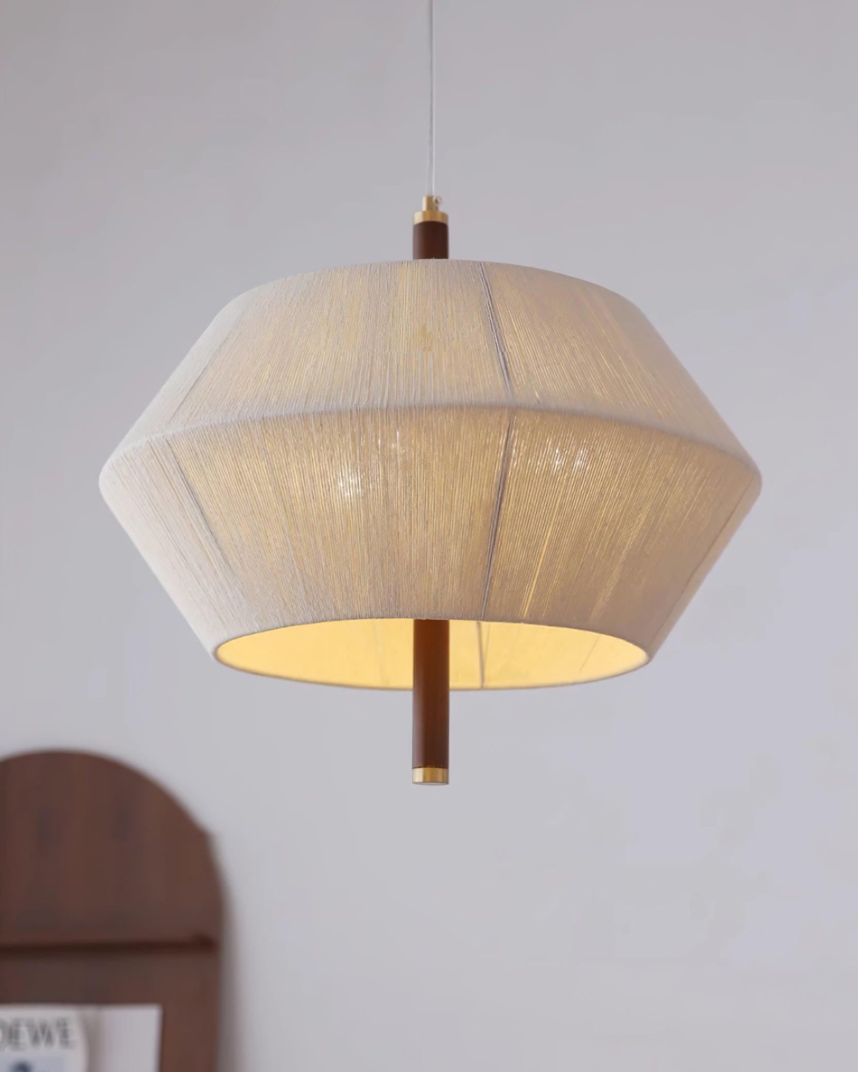 Pendant Lamp Cotton-Thread Shade Walnut Wood Natural - Neutralighting