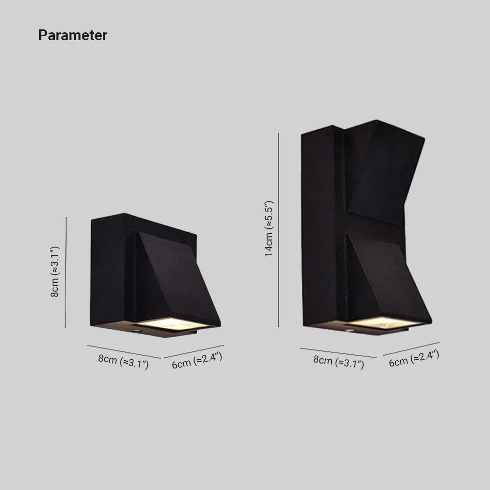 Vexto Modern Black Metal LED Outdoor Wall Lamp
