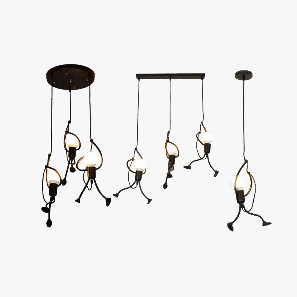 Miro Retro Modern Iron Man Pendant Light, Black - Neutralighting