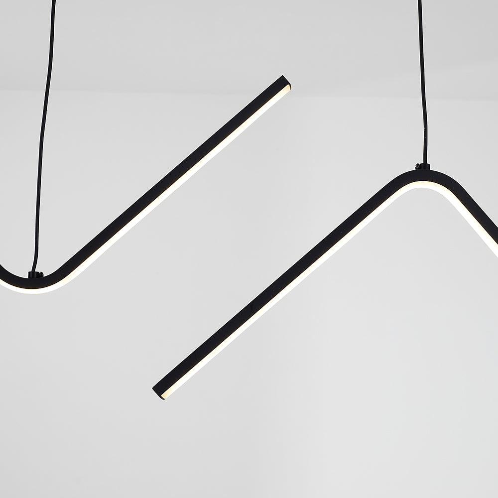 Arisha Modern Wavy linear Pendant Light Double, Black/Gold - Neutralighting