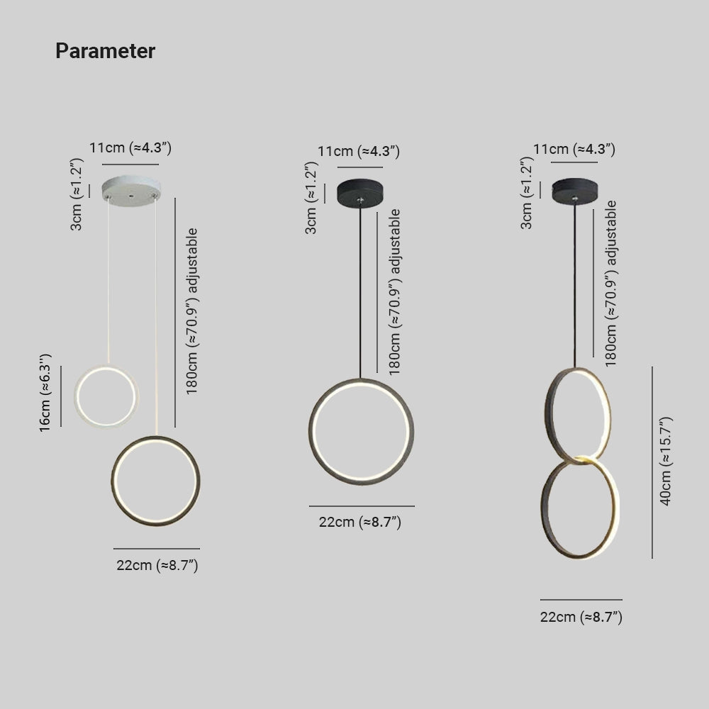 Doria Modern LED Pendant Light Black/White Metal Living Room - Neutralighting