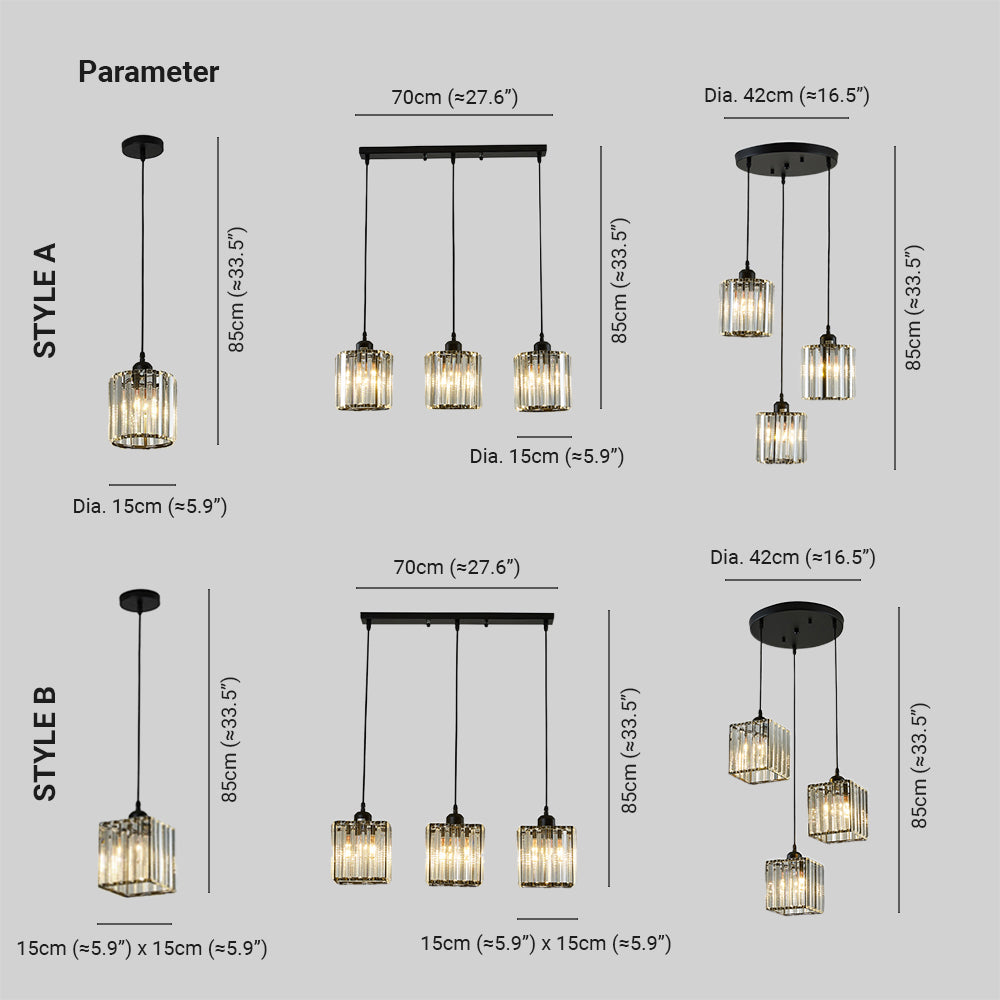Vina Modern Cluster Cylinder Glass Pendant Light, Black/Gold - Neutralighting