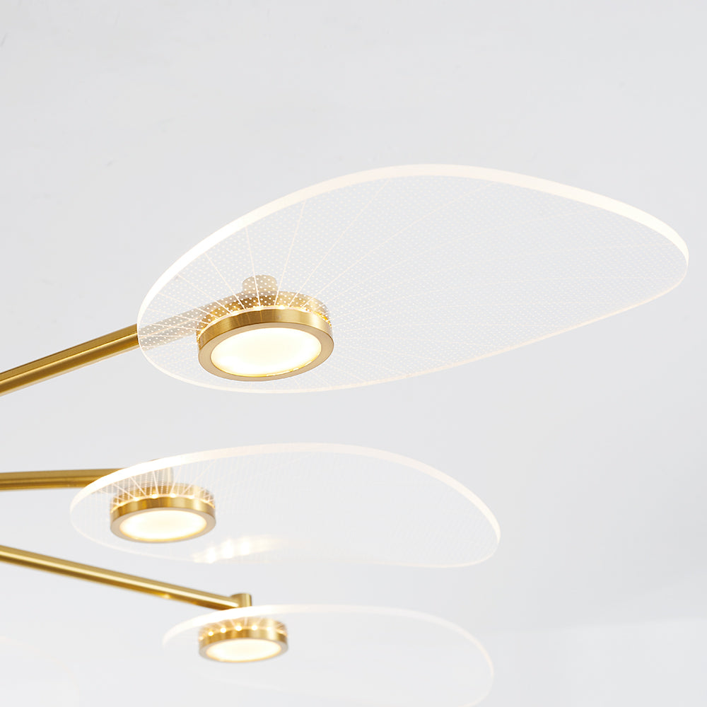 Arisha Art Deco Leaf Metal/Acrylic Chandelier, Gold - Neutralighting