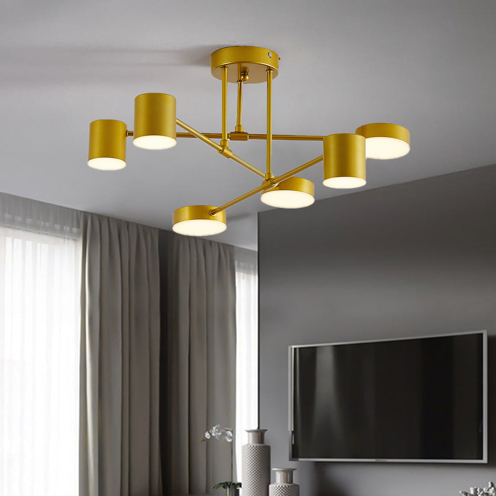 Quor LED Flush Ceiling Light, Black/White/Gold 6 Head - Neutralighting