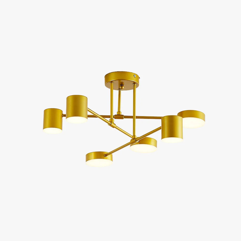 Quor LED Flush Ceiling Light, Black/White/Gold 6 Head - Neutralighting