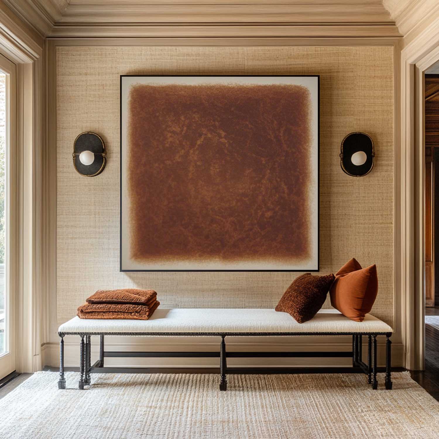 Earthy Burnt Umber Abstract  Solid Tone Thick Tactile Textured Artwork