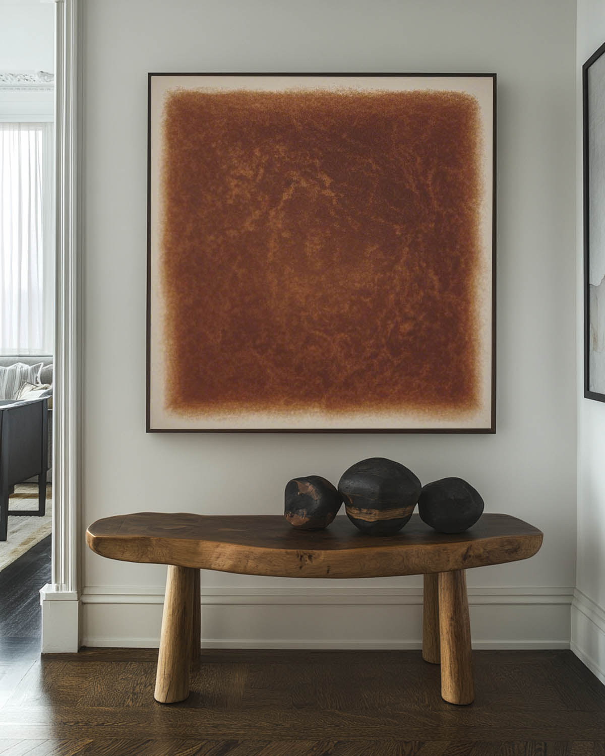 Earthy Burnt Umber Abstract  Solid Tone Thick Tactile Textured Artwork