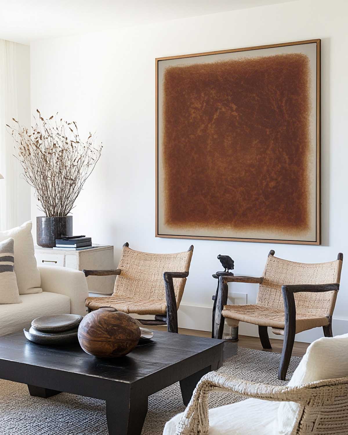 Earthy Burnt Umber Abstract  Solid Tone Thick Tactile Textured Artwork