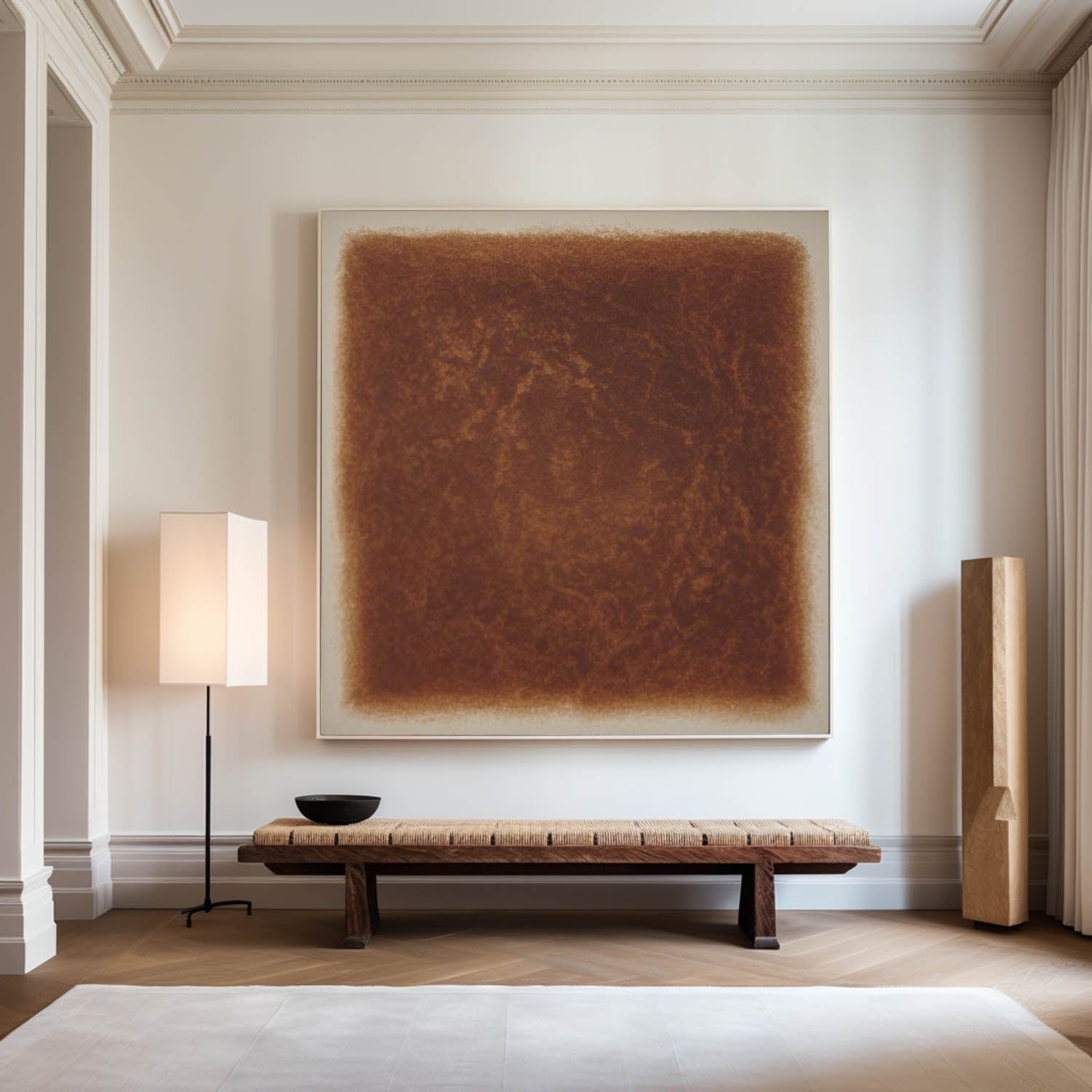 Earthy Burnt Umber Abstract  Solid Tone Thick Tactile Textured Artwork