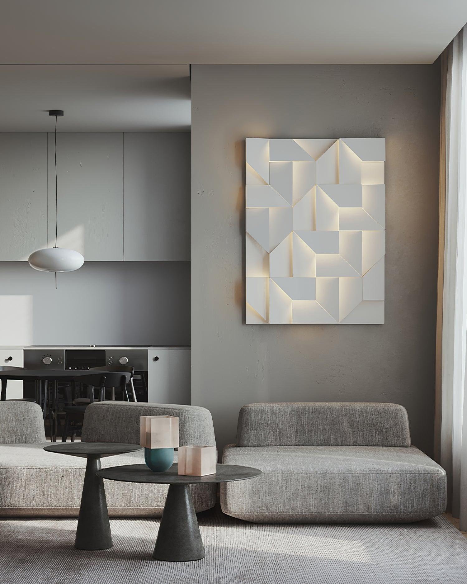 Wall Lamp 3D Geometric Panels Layered Light Art Remote Dimming Modern - Neutralighting