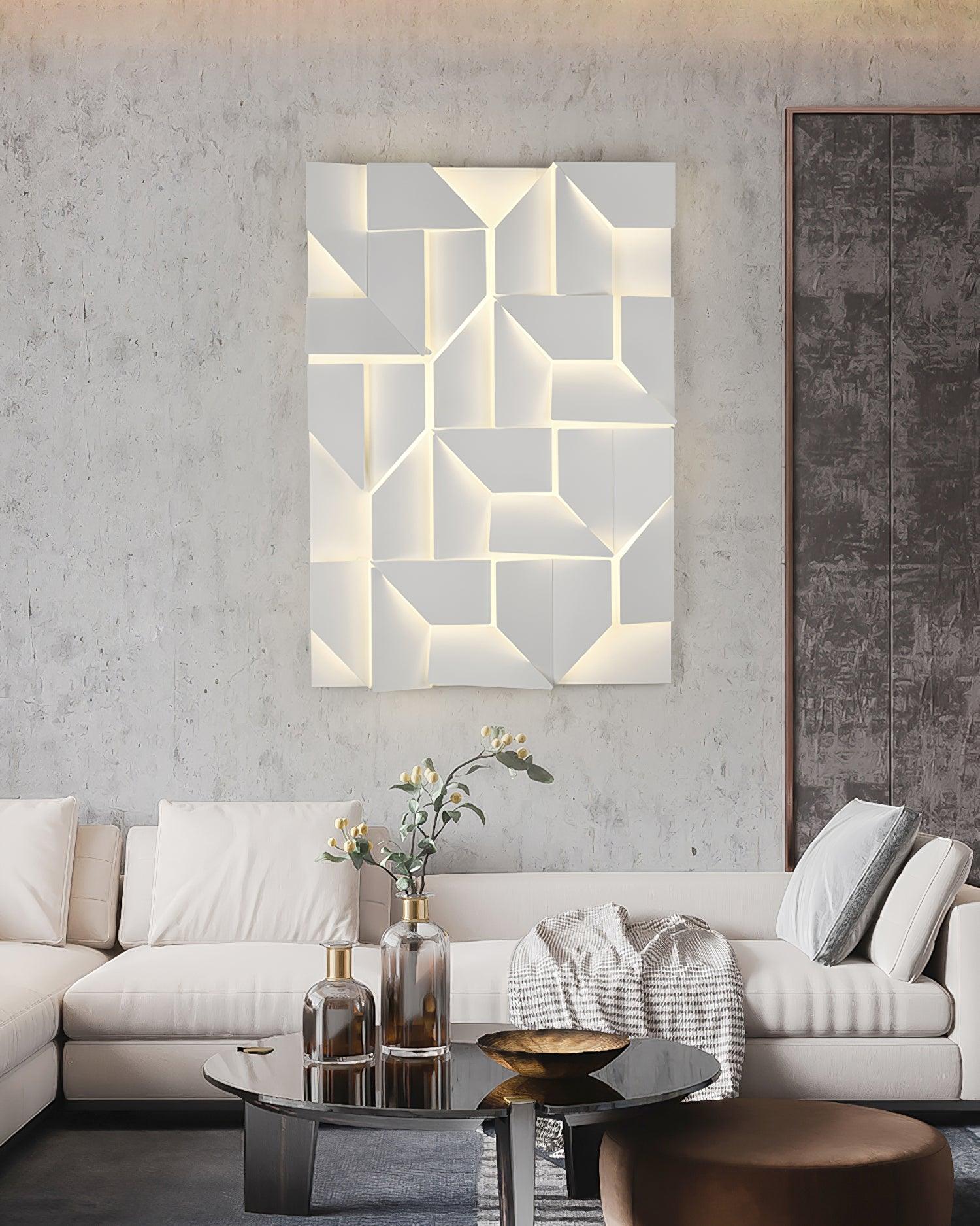 Wall Lamp 3D Geometric Panels Layered Light Art Remote Dimming Modern - Neutralighting