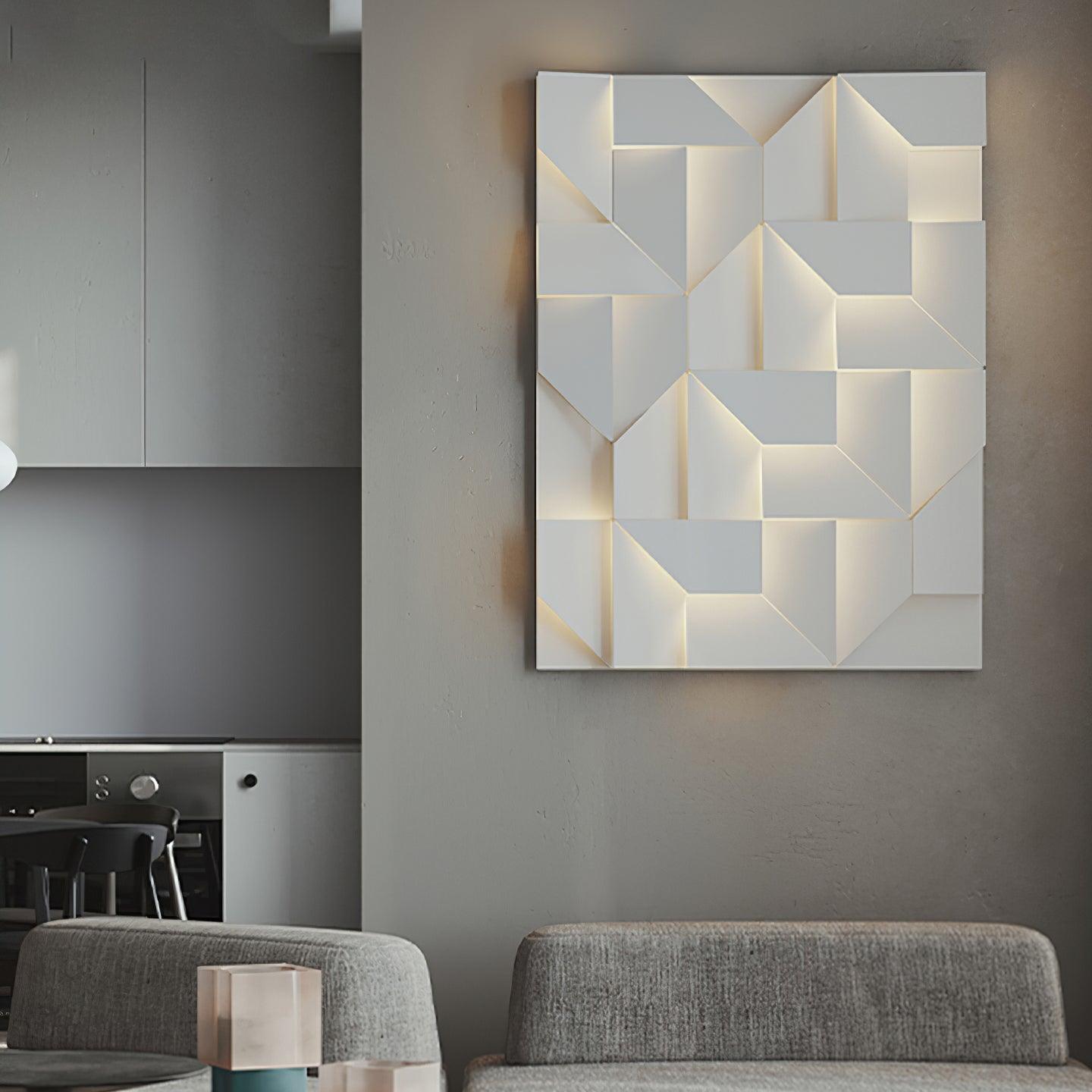 Wall Lamp 3D Geometric Panels Layered Light Art Remote Dimming Modern - Neutralighting