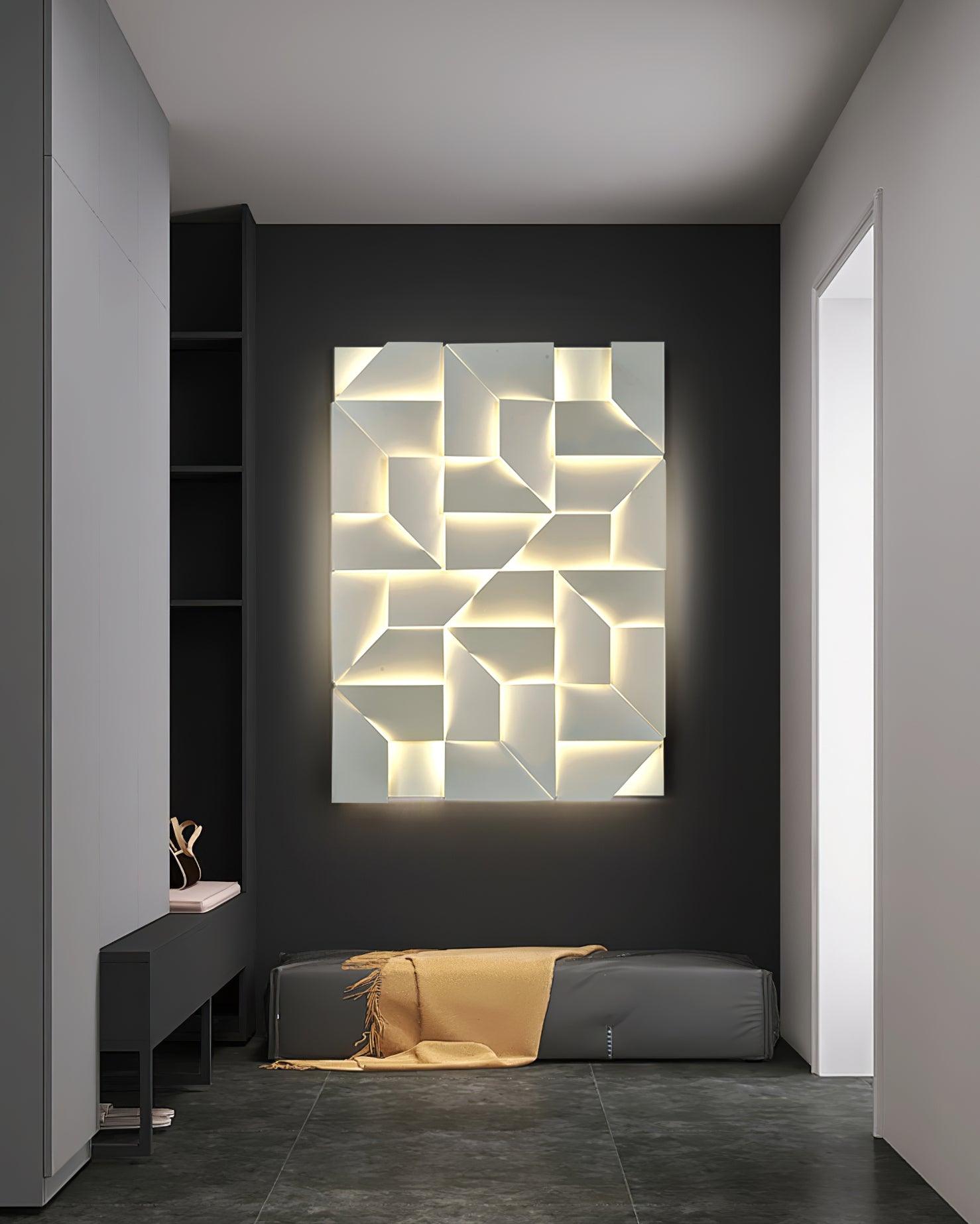Wall Lamp 3D Geometric Panels Layered Light Art Remote Dimming Modern - Neutralighting