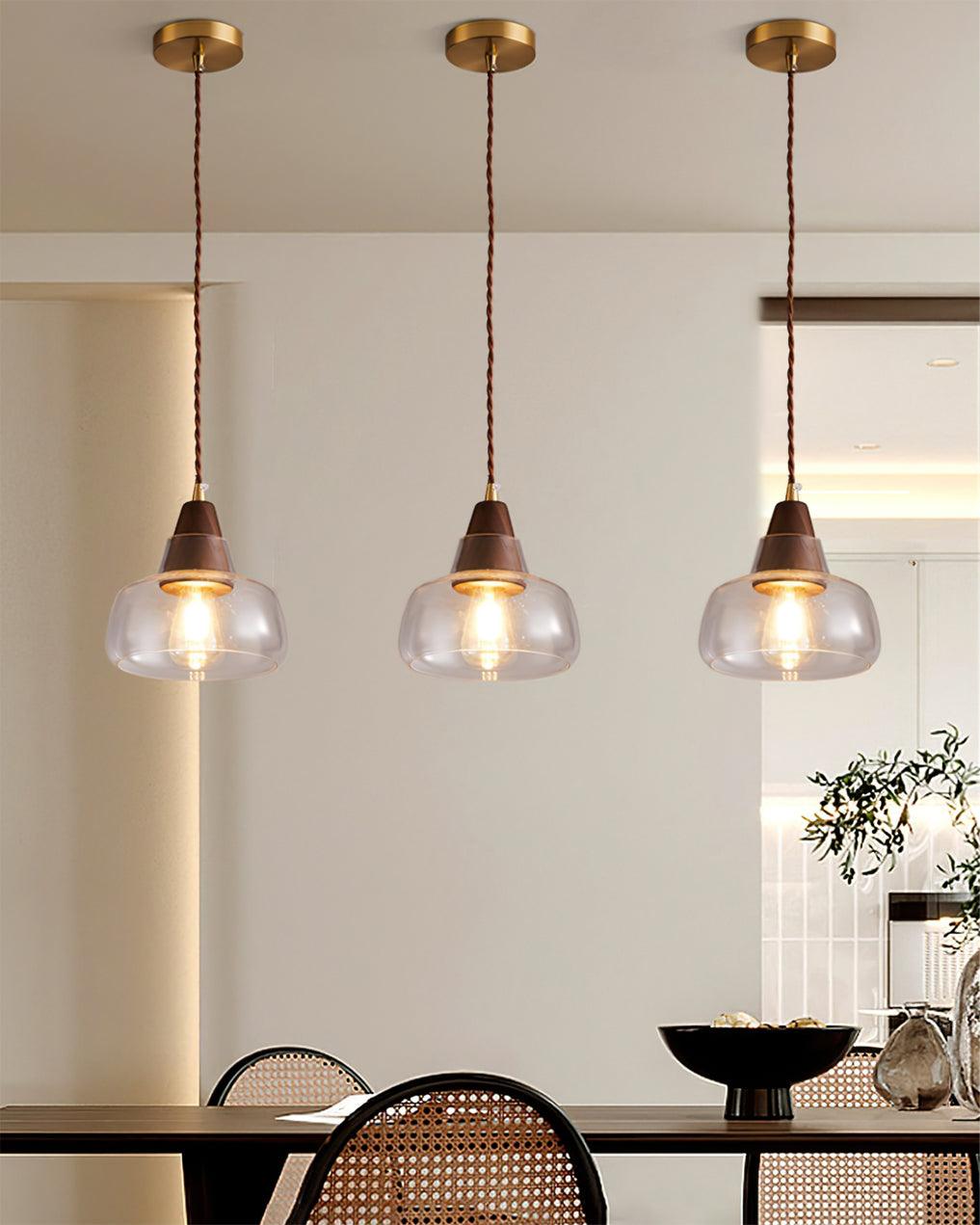 Walnut Glass Pendant Lamp