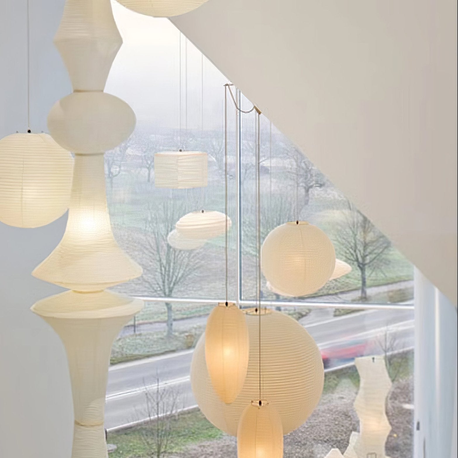 Faye Sculptural Paper Vertical Pendant Light - Neutralighting