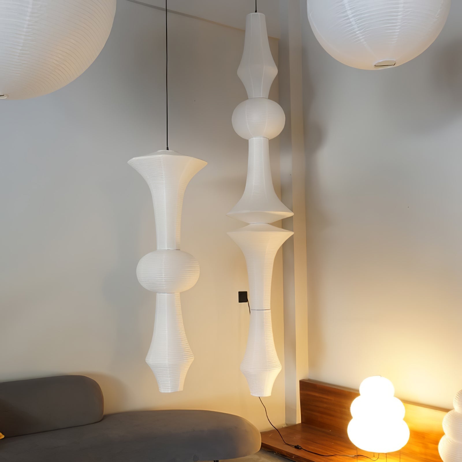 Faye Sculptural Paper Vertical Pendant Light - Neutralighting