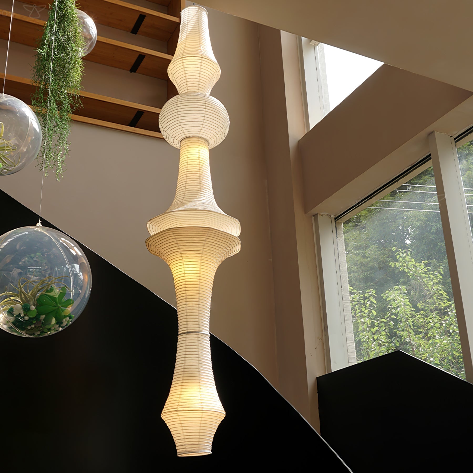 Faye Sculptural Paper Vertical Pendant Light