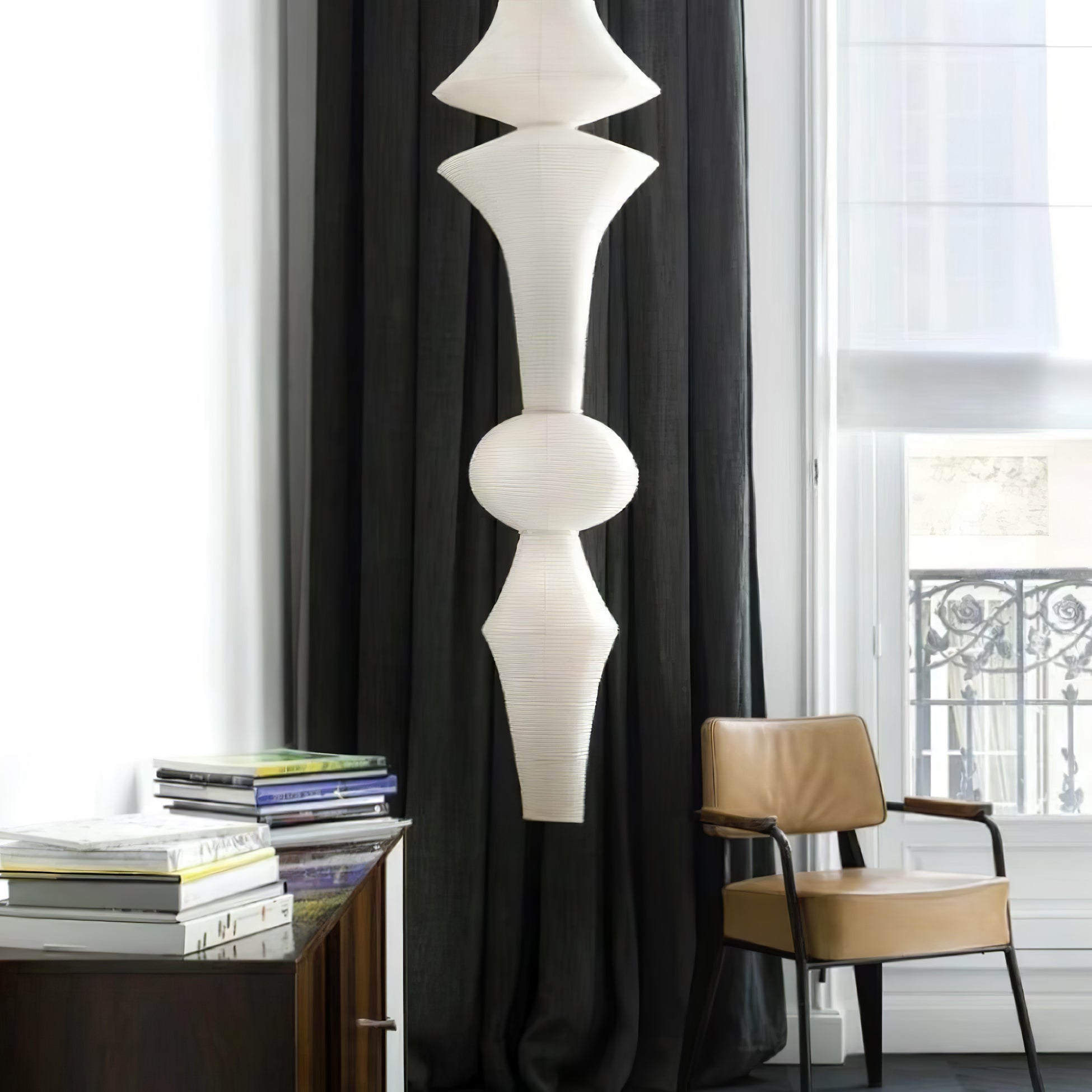 Faye Sculptural Paper Vertical Pendant Light - Neutralighting
