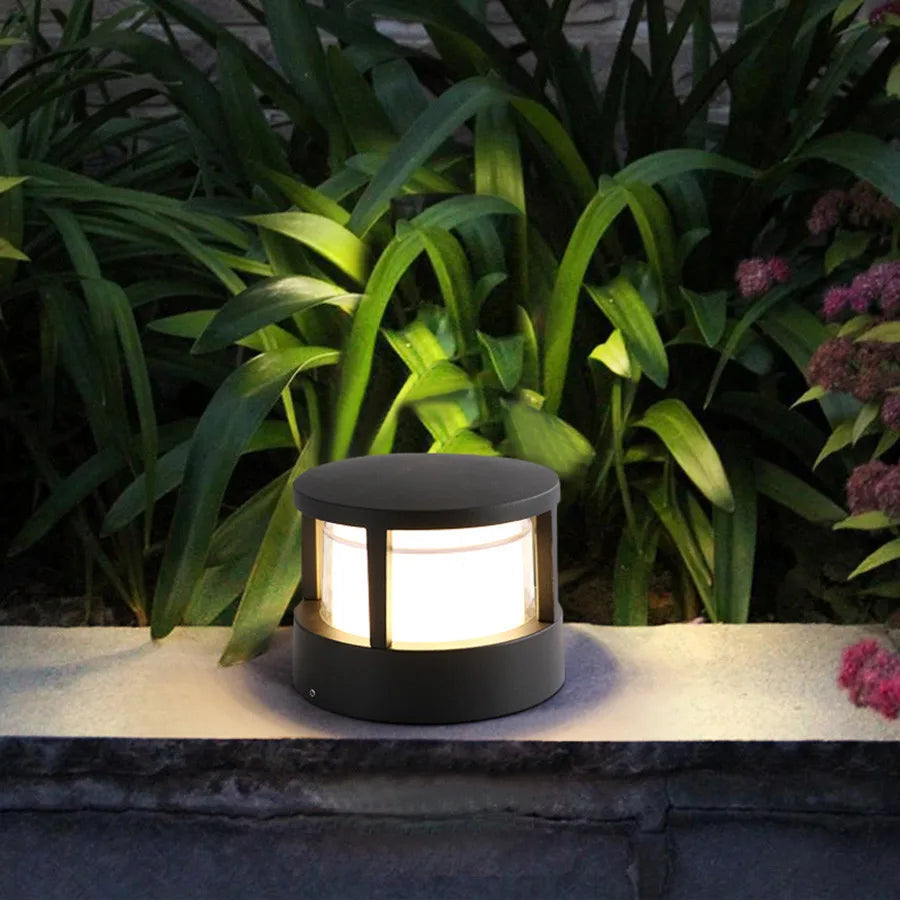 Zyra Modern Metal Cylindrical Outdoor Bollard Light, Black - Neutralighting