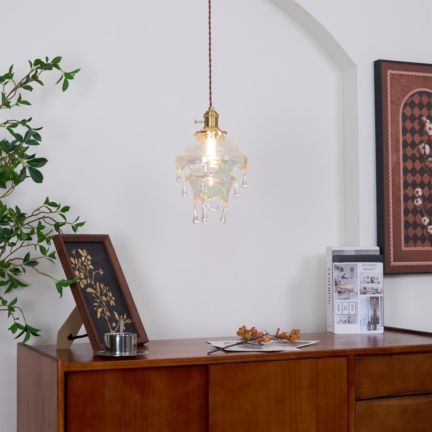 Pendant Lamp Iridescent Water Drop Shade Artistic Glow Contemporary - Neutralighting