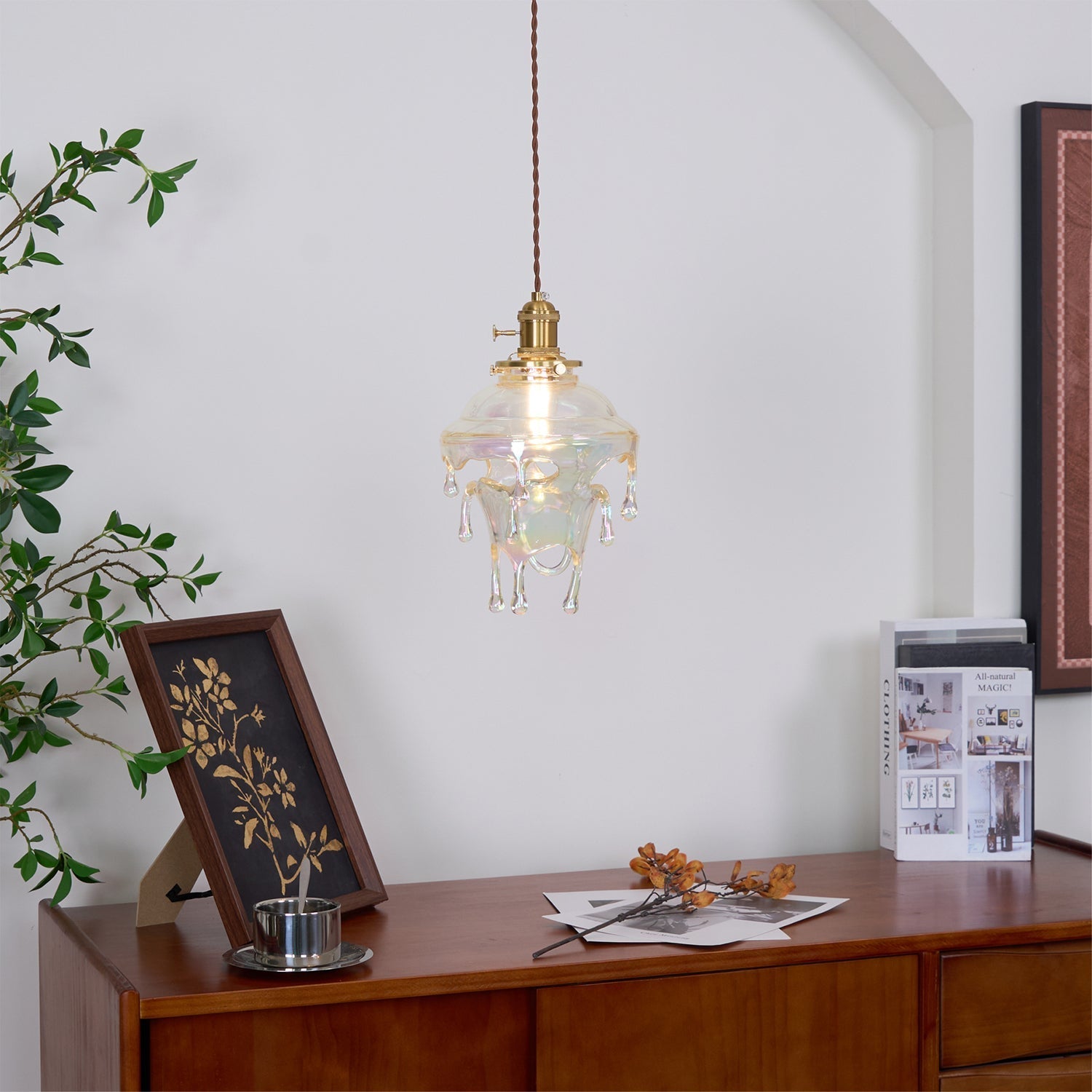 Pendant Lamp Iridescent Water Drop Shade Artistic Glow Contemporary - Neutralighting