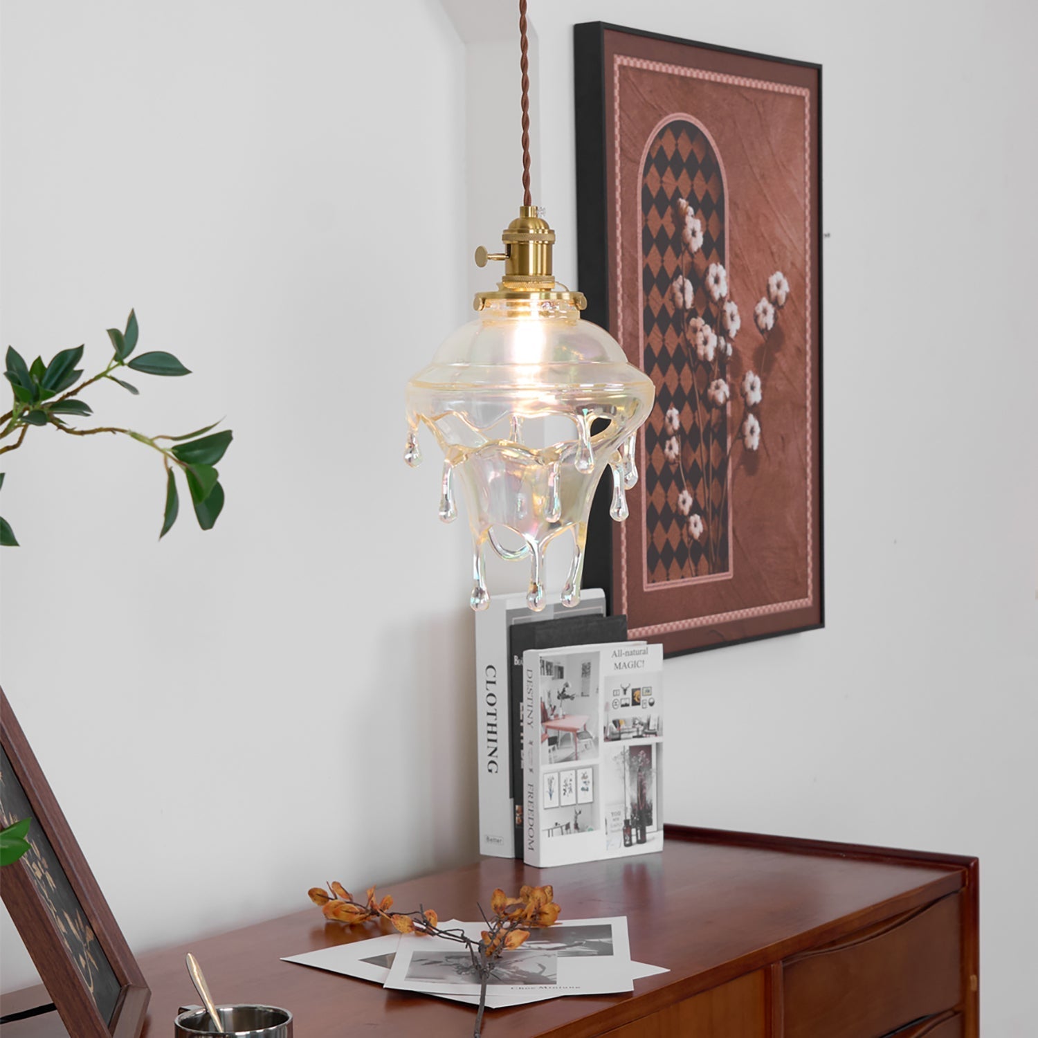 Pendant Lamp Iridescent Water Drop Shade Artistic Glow Contemporary - Neutralighting