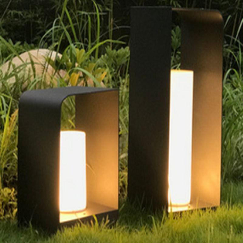 Ray Minimalist Cuboid Candle Solar Outdoor Floor Lamp Black - Neutralighting