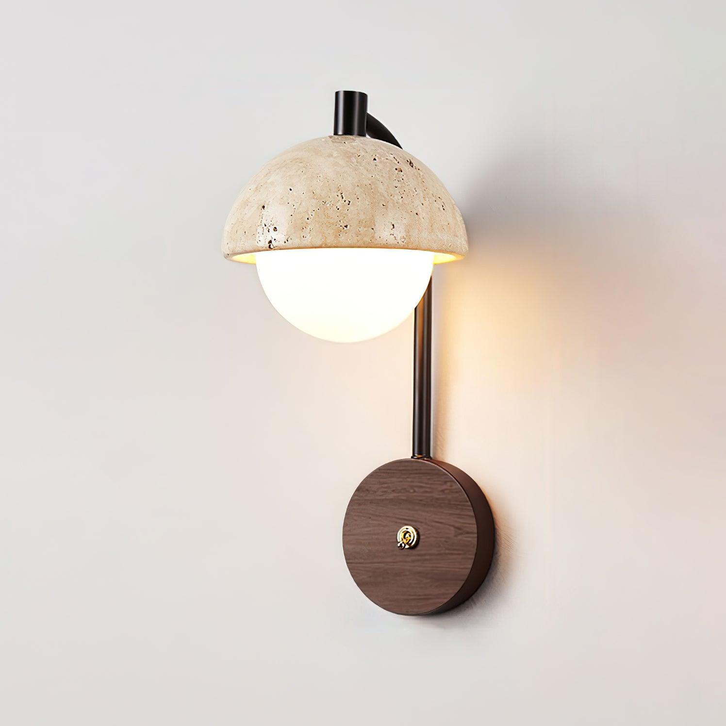 Ritta Wall Lamp Travertine Wood Dome - Neutralighting