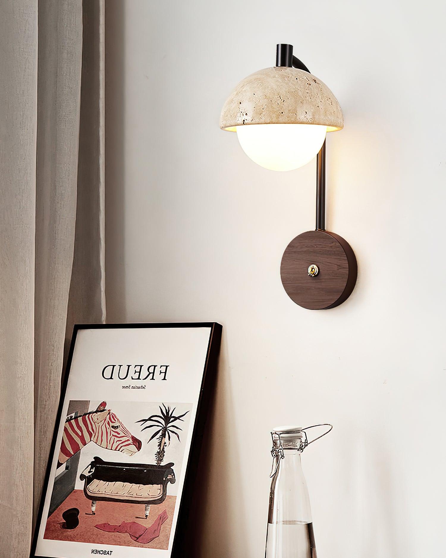 Ritta Wall Lamp Travertine Wood Dome - Neutralighting