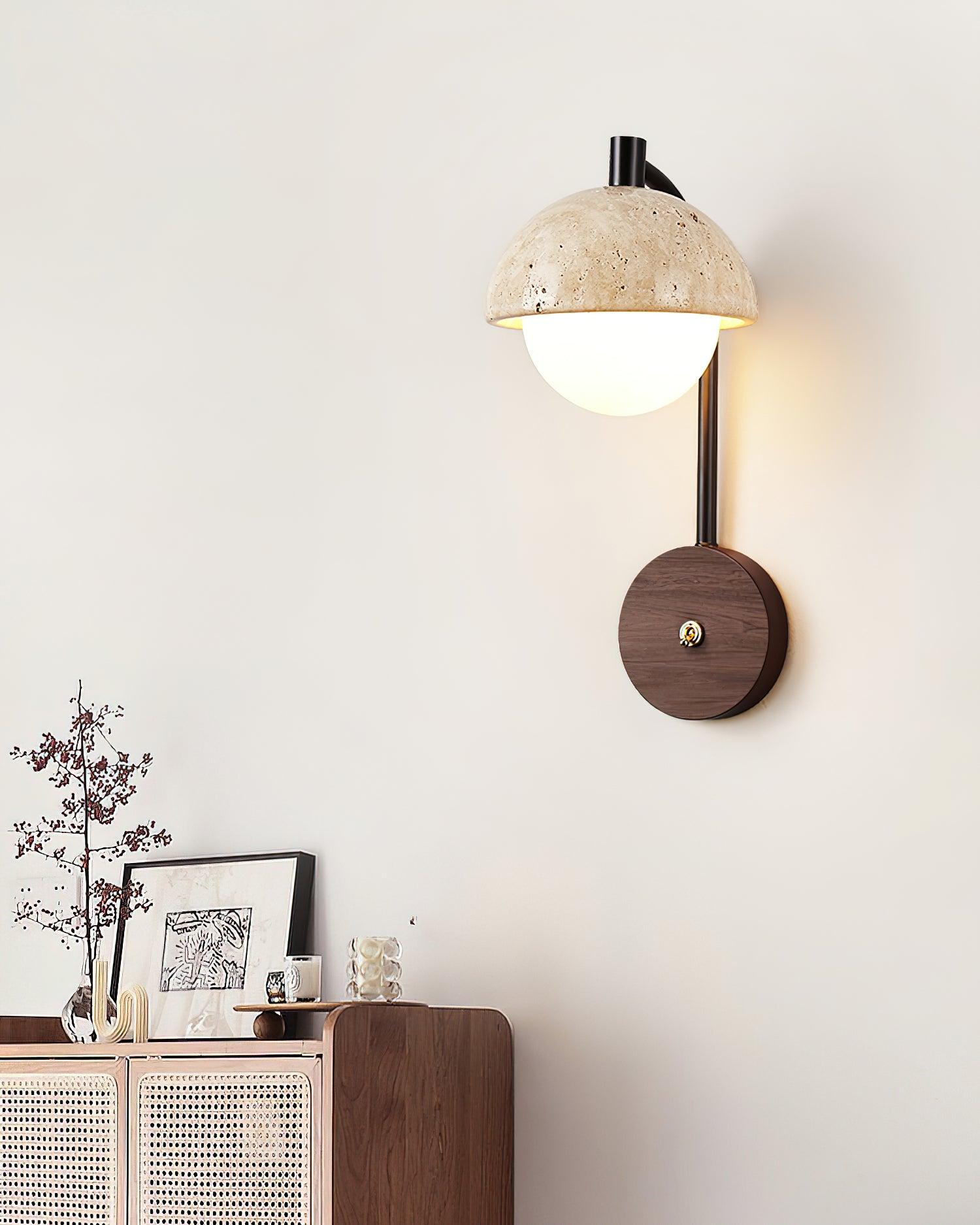 Ritta Wall Lamp Travertine Wood Dome - Neutralighting