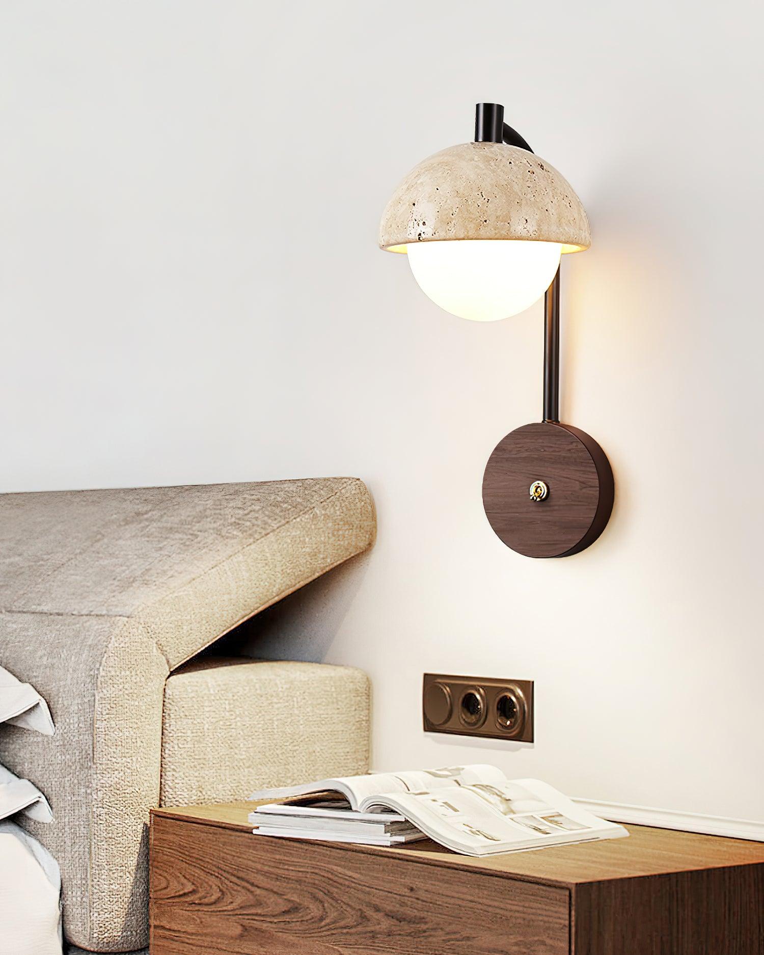 Ritta Wall Lamp Travertine Wood Dome - Neutralighting