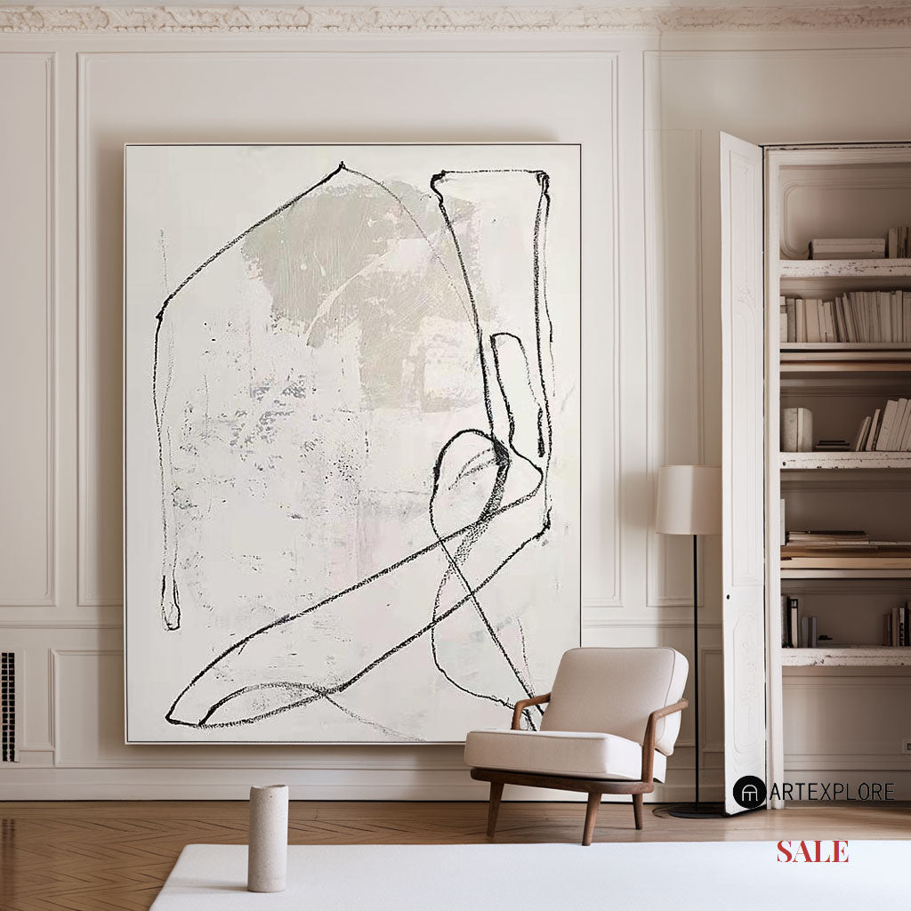 White Minimalist Painting ABAV182 - Neutralighting