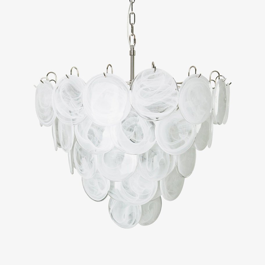 Aurora Chandelier White Murano Glass Disc