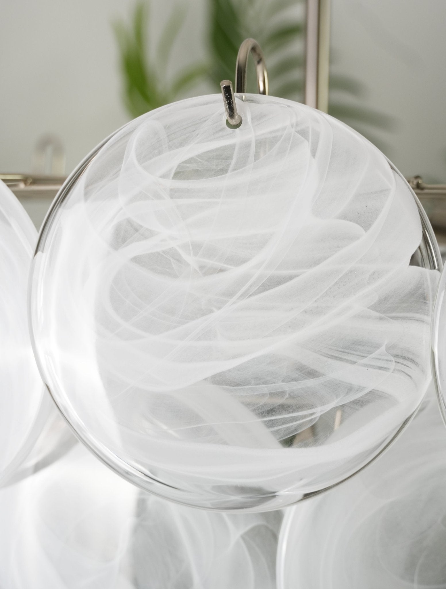 Aurora Chandelier White Murano Glass Disc