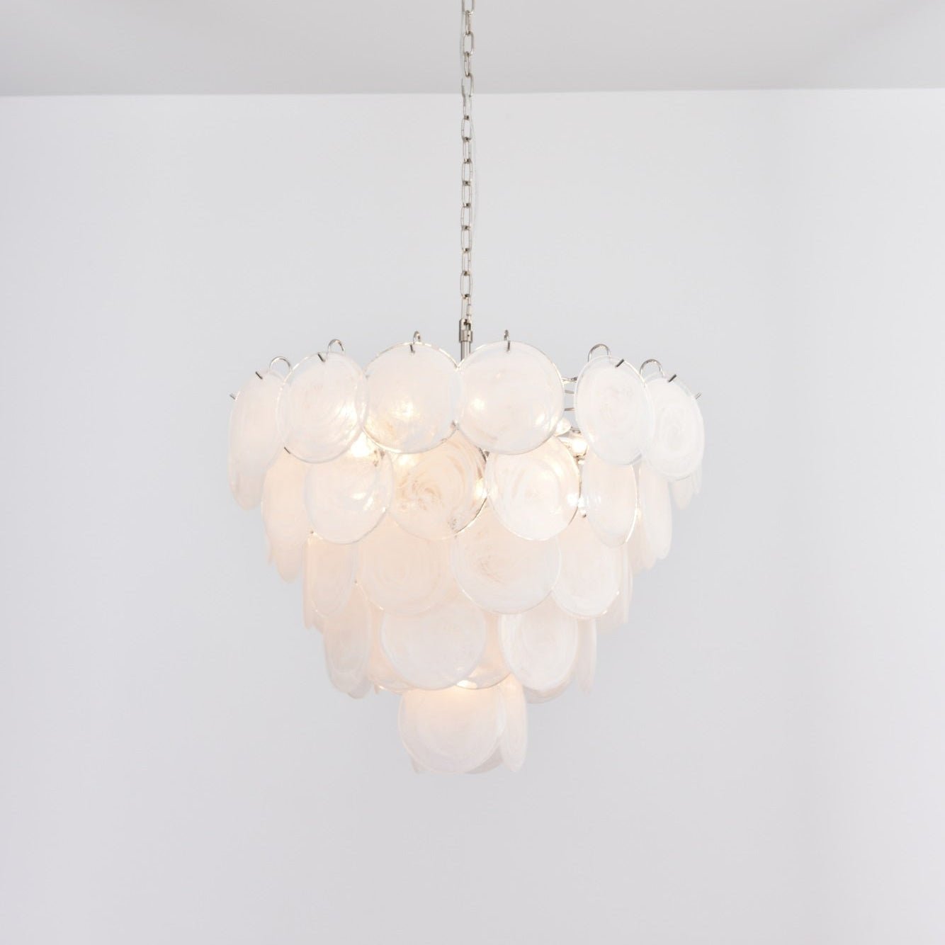 Aurora Chandelier White Murano Glass Disc