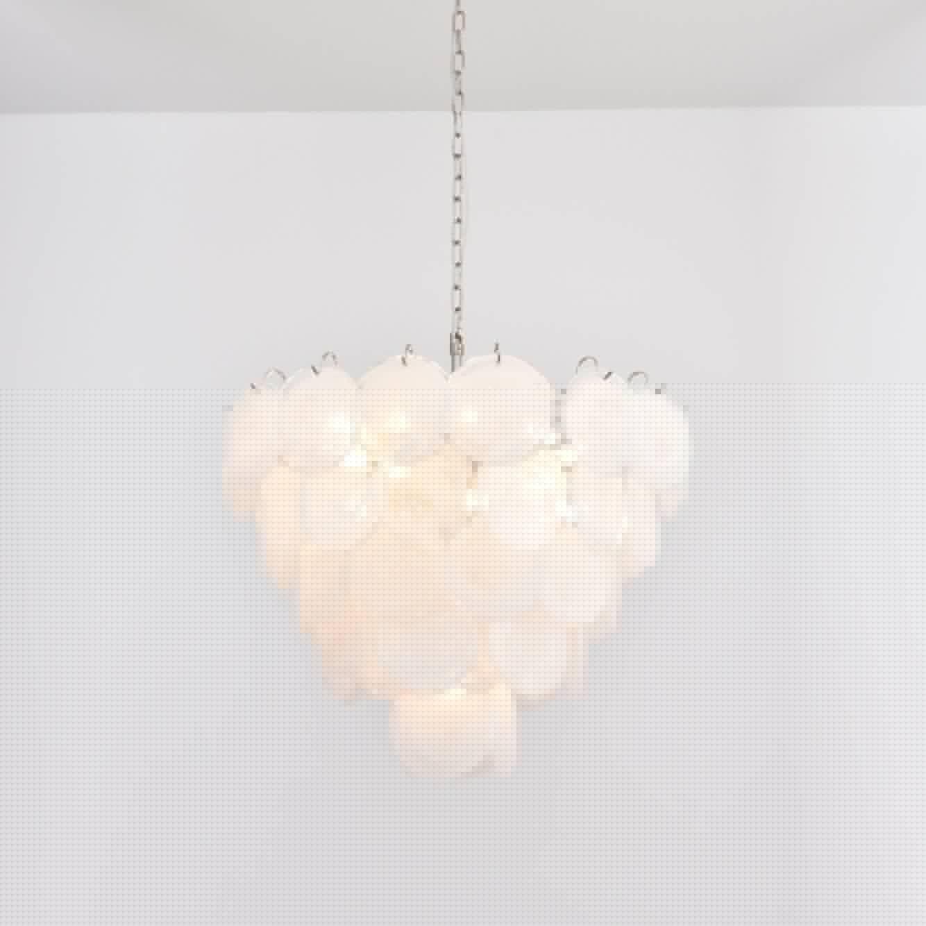 Aurora Chandelier White Murano Glass Disc