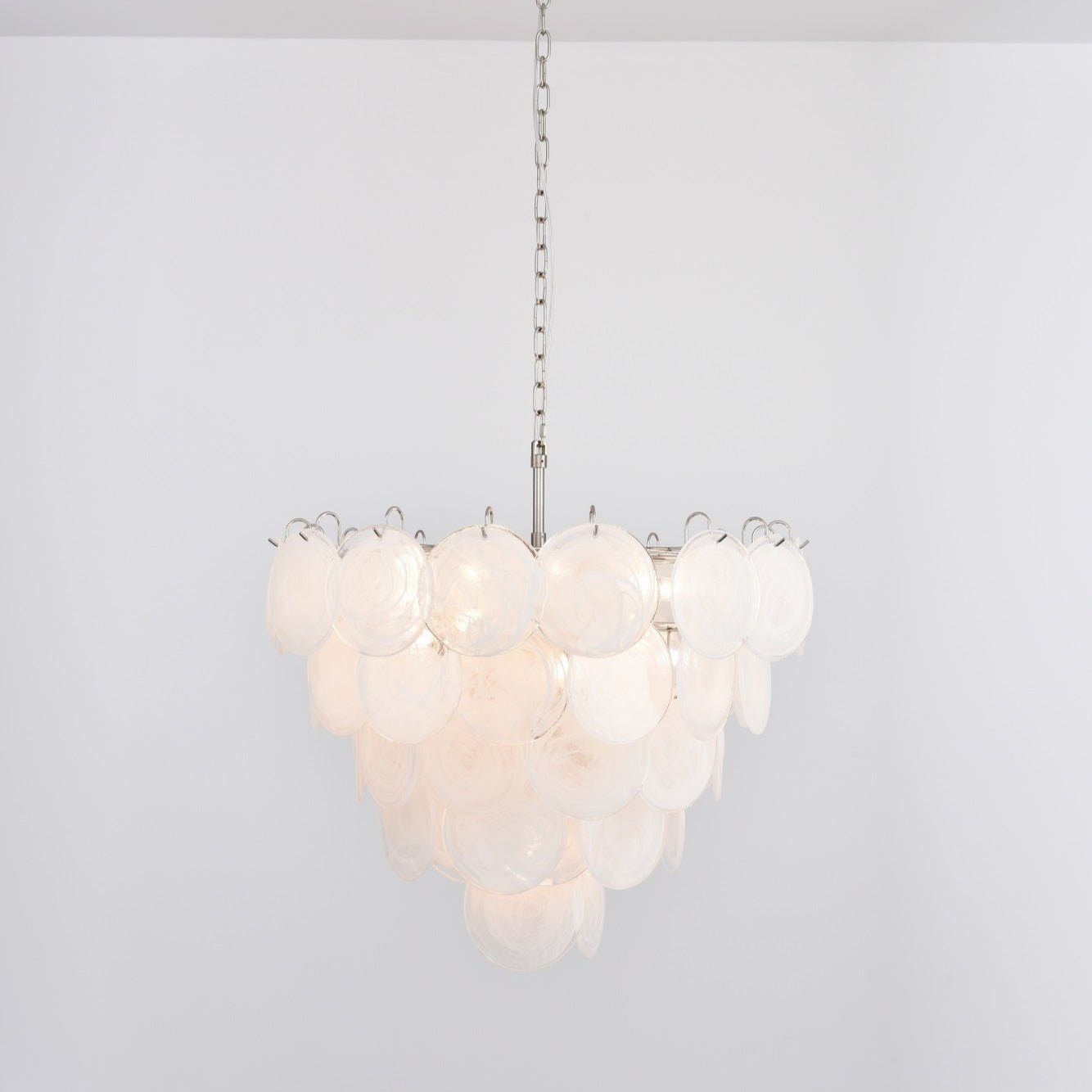 Aurora Chandelier White Murano Glass Disc