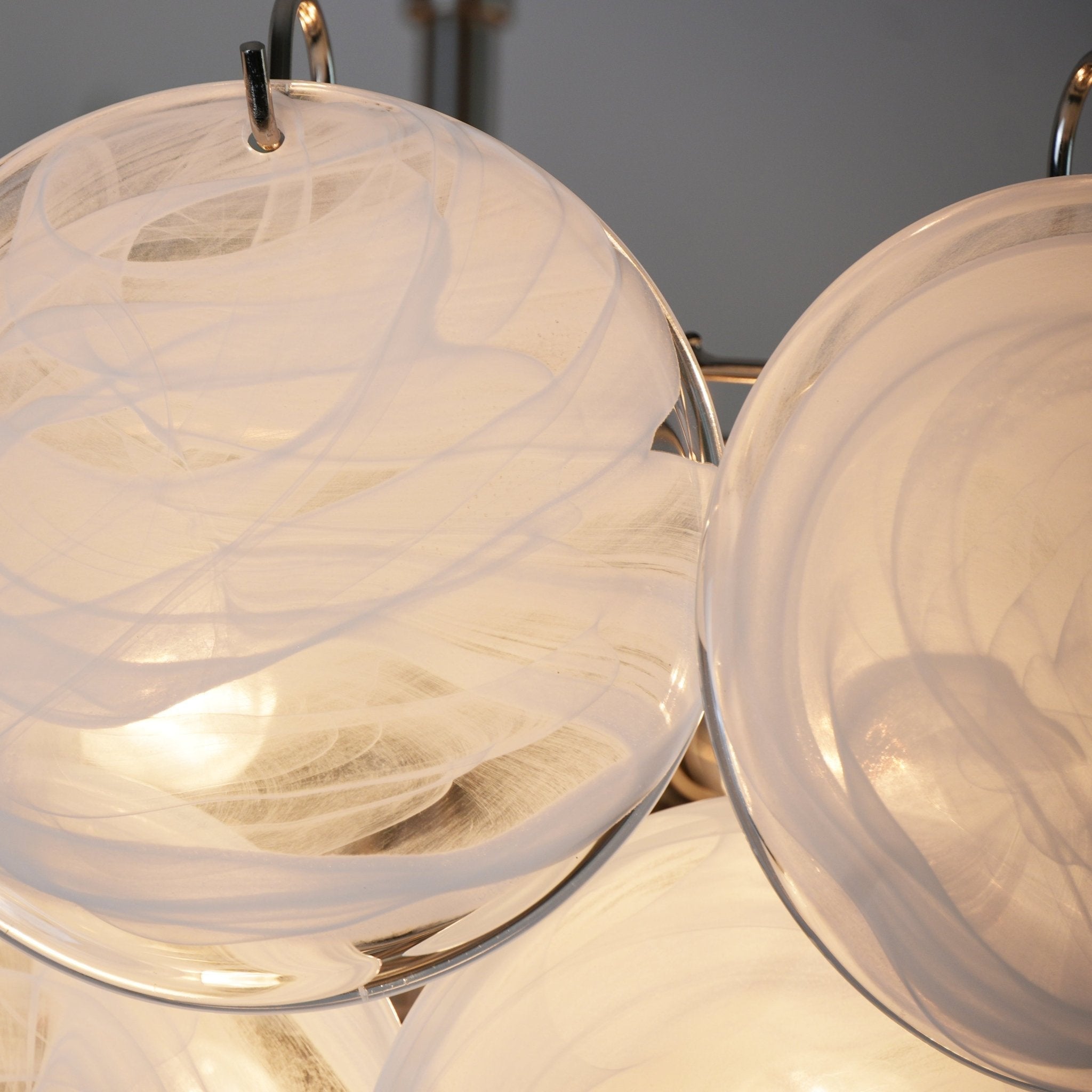 Aurora Chandelier White Murano Glass Disc